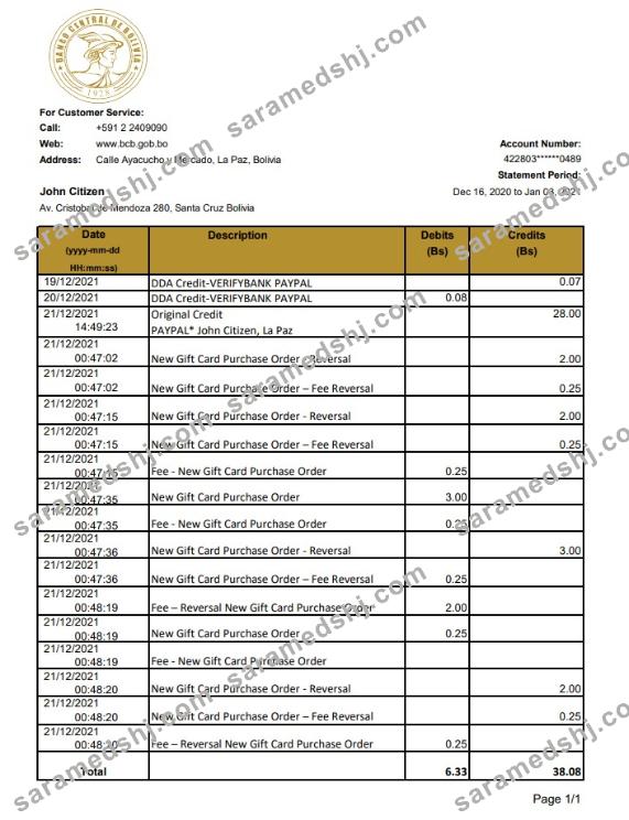 Bolivia Banco Central de Bolivia excel